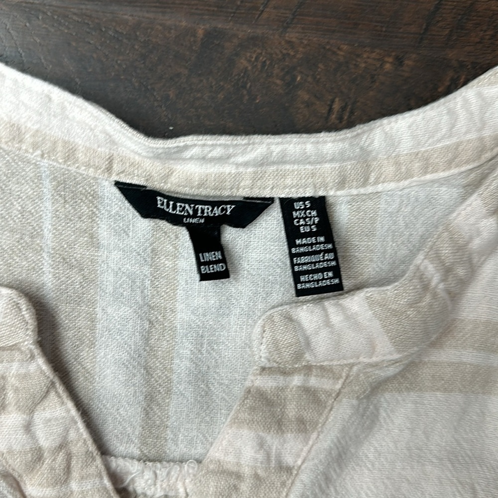 Elle Tracy Linen Shirt  small #A5 - Picture 4 of 6